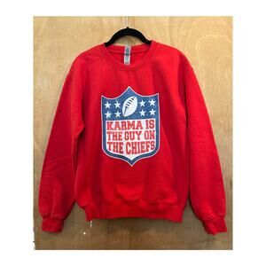 Women’s Gildan Sweatshirt Size Small #87 Chiefs Travis Kelce Taylor Swift Karma